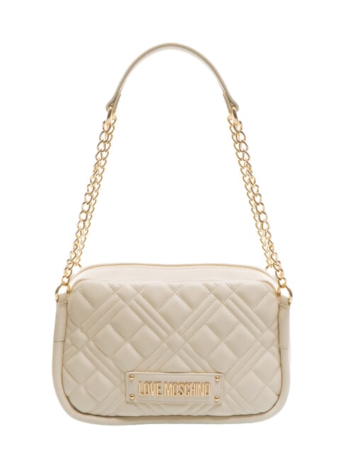 LOVE MOSCHINO QUILTED Torba na ramię z uchwytem łańcuszkowym kość słoniowa - Torby damskie