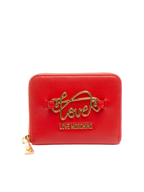 LOVE MOSCHINO LOGO ITALICS Portfel zapinany na suwak CZERWONY - Portfele damskie