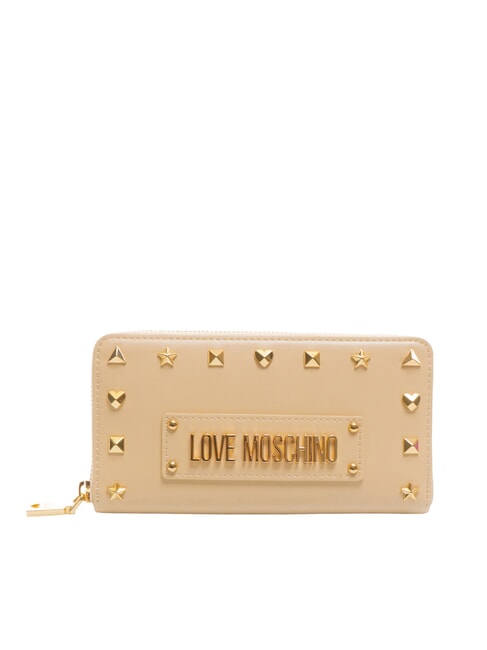 LOVE MOSCHINO BORCHIE Portfel zapinany na suwak beżowy - Portfele damskie