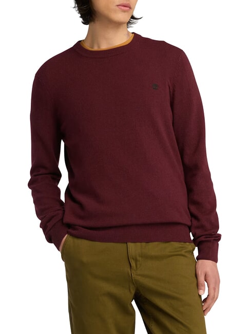 TIMBERLAND KNOX RIVER Sweter z okrągłym dekoltem porto z brunatnym winem - Koszulki męskie