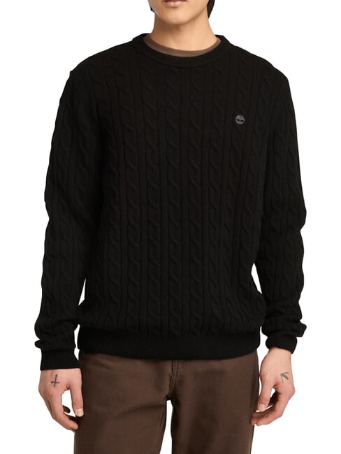 TIMBERLAND P-B LAMBWOOL Sweter z okrągłym dekoltem z mieszanki wełny czarny/chodnik - Koszulki męskie