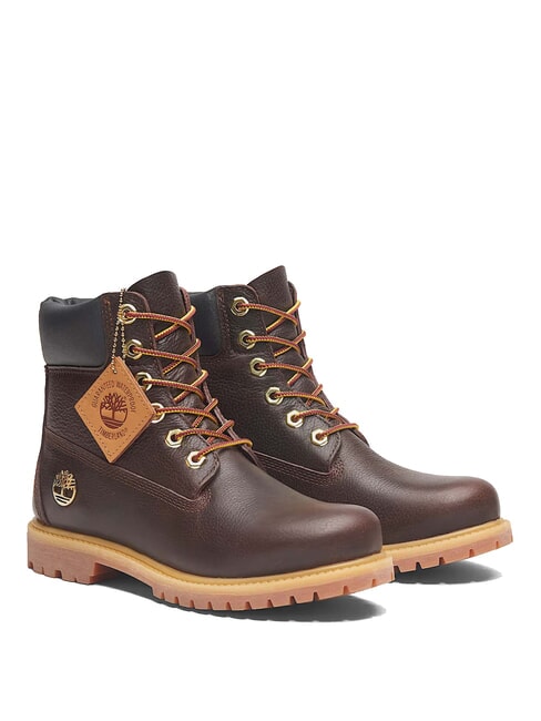 TIMBERLAND PREMIUM 6 INCH  Skórzane botki z wyściółką ciemny brąz pełne ziarno z czarnym - Buty damskie