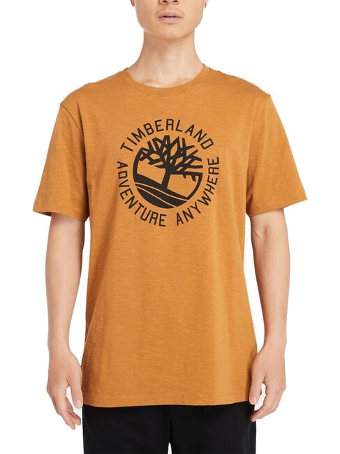 TIMBERLAND TFO SLOGAN LOGO Koszulka bawełniana but pszeniczny - Koszulki męskie