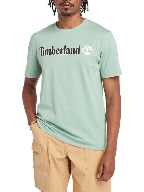 TIMBERLAND KENNEBEC RIVER LINEAR LOGO Koszulka bawełniana granit zielony - Koszulki męskie