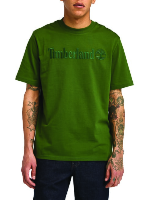 TIMBERLAND EMBROIDERY TONAL Koszulka bawełniana czarny/leśnozielony - Koszulki męskie