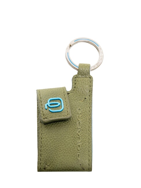 PIQUADRO BLUE SQUARE Skórzany brelok/etui na adres  ZIELONY - Brelok
