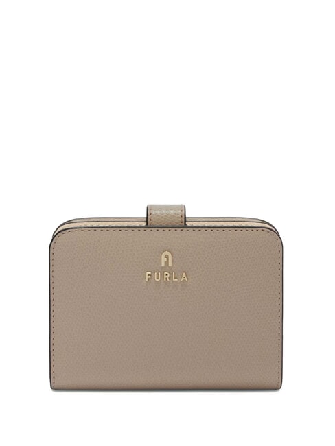 FURLA CAMELIA COMPACT Mały skórzany portfel stiuk szary+balerina i int. - Portfele damskie