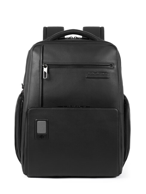 PIQUADRO AKRON Plecak skórzany na laptopa 15,6" Czarny - Plecaki na laptopa do pracy