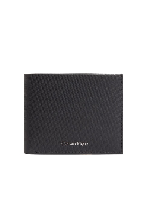 CALVIN KLEIN CK MUST Portfel skórzany z portmonetką na czarno - Portfele męskie