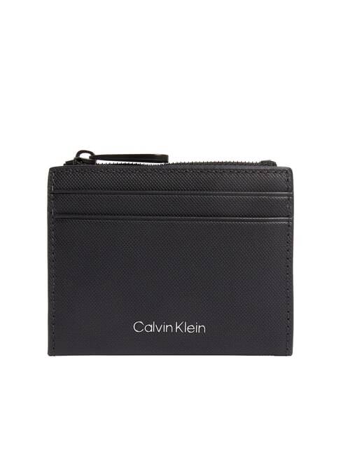 CALVIN KLEIN CK MUST Skórzany portfel na karty i monety na czarno - Portfele męskie
