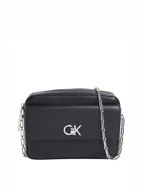 CALVIN KLEIN CK RE-LOCK Torba na ramię z kieszenią na czarno - Torby damskie