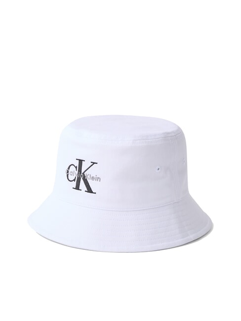 CALVIN KLEIN CKJ MONO LOGO Kapelusz typu bucket z bawełny ck biały - Włosy