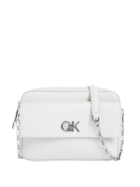 CALVIN KLEIN CK RE-LOCK Torba na ramię z kieszenią lilia biała - Torby damskie