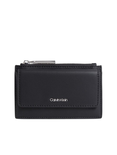 CALVIN KLEIN CK MUST Etui na karty z portmonetką na czarno - Portfele damskie