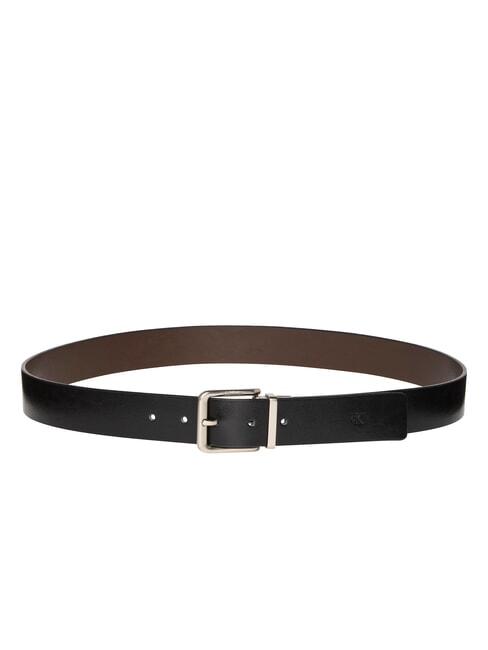 CALVIN KLEIN CKJ PIN BUCKLE Dwustronny pasek z możliwością skrócenia czarny/pyszny/cynowy - Paski