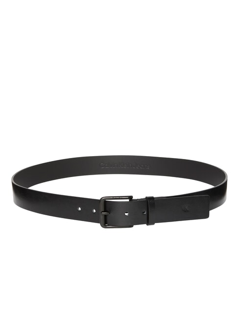 CALVIN KLEIN CKJ PIN BUCKLE Skrócony pasek skórzany czarny/matowy czarny - Paski