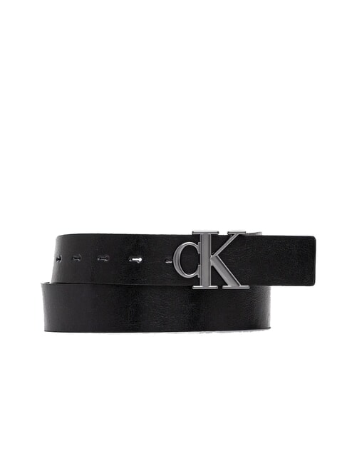 CALVIN KLEIN CKJ PLAQUE Dwustronny pasek z możliwością skrócenia czarny/delicioso/matowy brąz - Paski