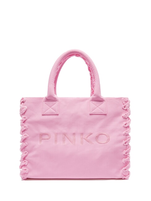 PINKO BEACH Torba na zakupy z płótna pochodzącego z recyklingu słodki różowy liliowy-antyczne złoto - Torby damskie