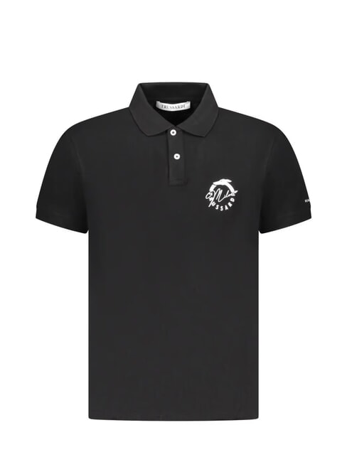 TRUSSARDI BASIC Polo bawełniane czarny - Polo męskie