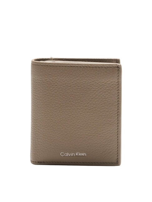 CALVIN KLEIN CK LEATHER Pionowy portfel skórzany kolor ciemnoszary - Portfele męskie