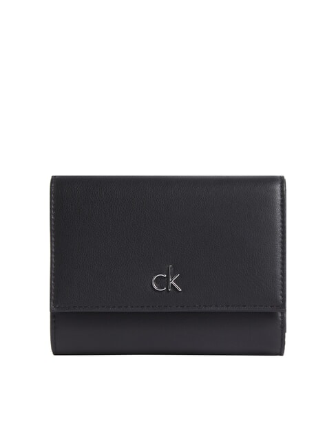 CALVIN KLEIN CK RE-LOCK Średni portfel na czarno - Portfele damskie