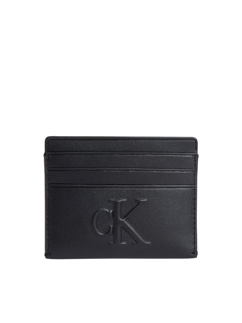 CALVIN KLEIN CKJ SCULPTED IMPRESS Płaski uchwyt na karty kredytowe na czarno - Portfele męskie