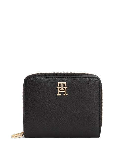 TOMMY HILFIGER TH DISTINCT Mały portfel zapinany na zamek czarny - Portfele damskie