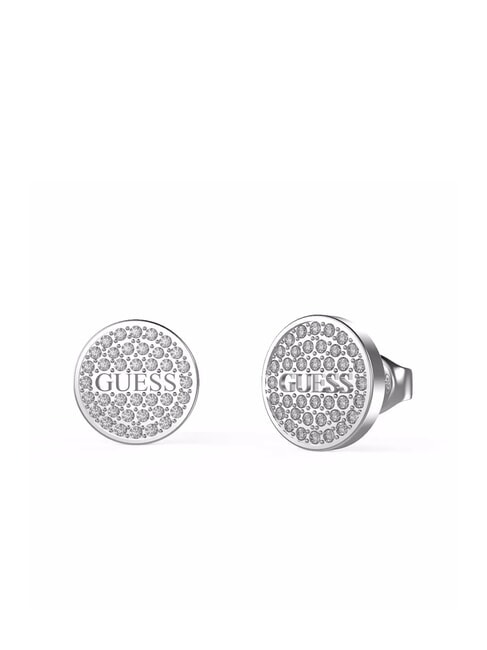 GUESS STUDS PARTY Kolczyki sztyfty z logo i cyrkoniami SREBRNY - Kolczyki