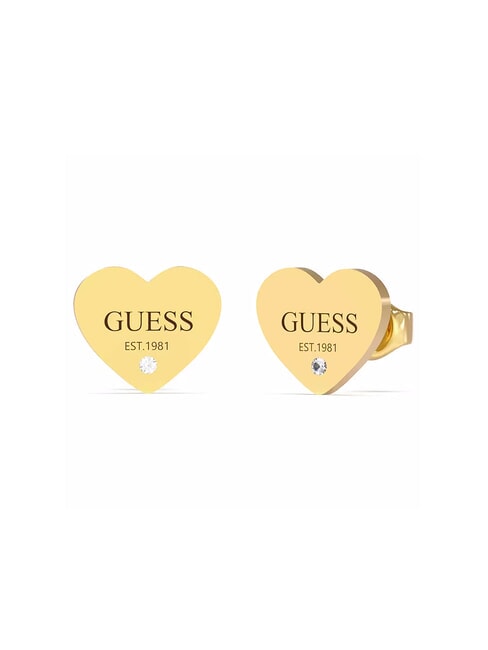 GUESS PLAIN HEART Kolczyki kryształowe żółte złoto - Kolczyki