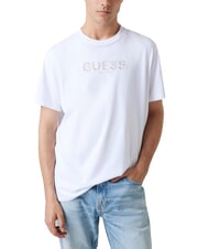 GUESS BSC EMBROIDERY LOGO Koszulka bawełniana z haftowanym logo czysto biały - Koszulki męskie - 1