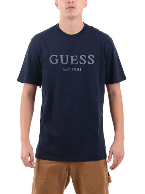 GUESS BOX LOGO Koszulka z haftowanym logo inteligentnyniebieski - Koszulki męskie