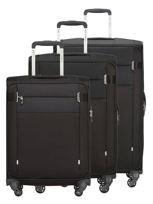 SAMSONITE SET CITYBEAT  Bagaż podręczny + średni + duży CZARNY - Zestaw wózków