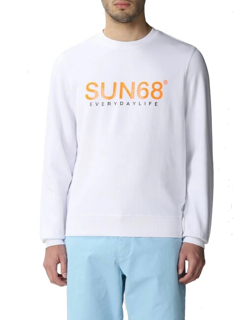 SUN68 ROUND FLUO Bluza z okrągłym dekoltem i nadrukowanym logo biały - Bluzy męskie