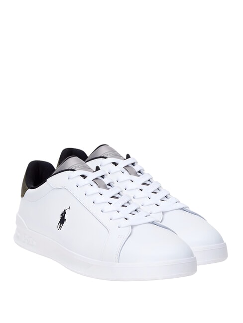 RALPH LAUREN HERITAGE COURT II  Skórzane trampki biały/metaliczny/oliwkowy - Buty męskie