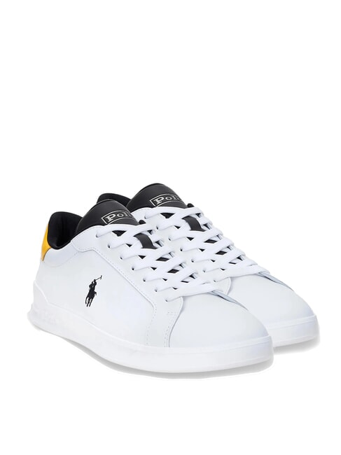 RALPH LAUREN HERITAGE COURT II  Skórzane trampki biały/czarny/żółty - Buty męskie