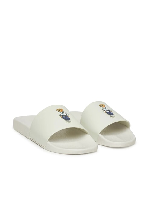 RALPH LAUREN POLO SLIDE Kapcie niedźwiedź dziedzictwa - deckwash biały - Buty uniseks