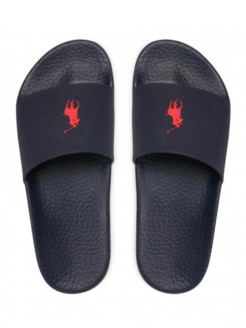 RALPH LAUREN POLO SLIDE Kapcie z logo RL granatowy/czerwony pp - Buty uniseks
