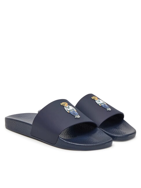 RALPH LAUREN POLO SLIDE Kapcie niedźwiedź dziedzictwa - marynarka wojenna - Buty uniseks