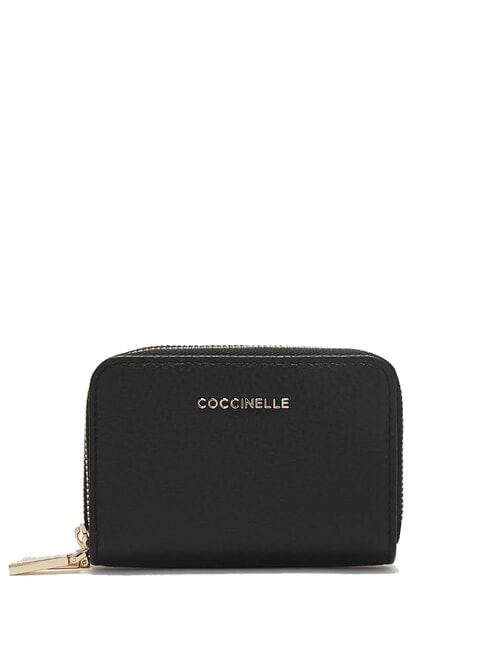 COCCINELLE METALLIC SOFT  Mały portfel zapinany na zamek Czarny - Portfele damskie