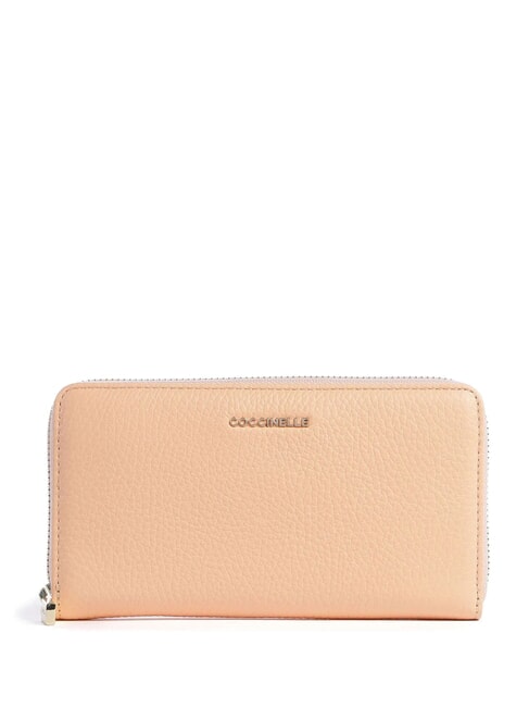 COCCINELLE METALLIC SOFT Portfel ze skóry młotkowanej zapinany na zamek wschód słońca - Portfele damskie