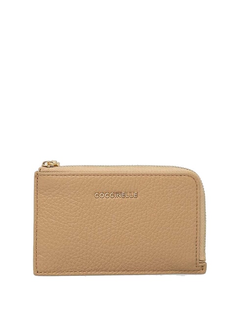 COCCINELLE METALLIC SOFT Skórzany uchwyt na karty świeży beż - Portfele damskie