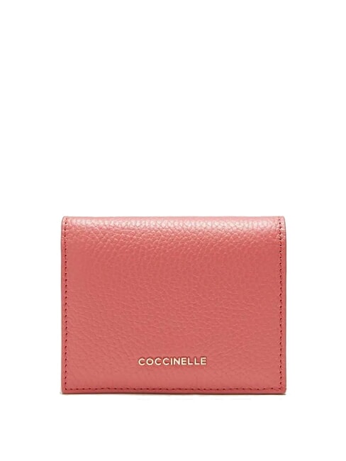 COCCINELLE METALLIC SOFT Mały skórzany portfel garnek - Portfele damskie