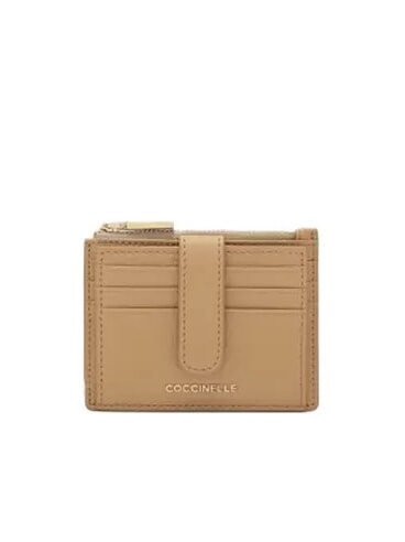 COCCINELLE METALLIC SOFT Płaski portfel ze skóry młotkowanej świeży beż - Portfele damskie