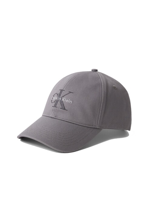CALVIN KLEIN CKJ MONO LOGO Czapka baseballowa bawełniana granitowy szary - Włosy