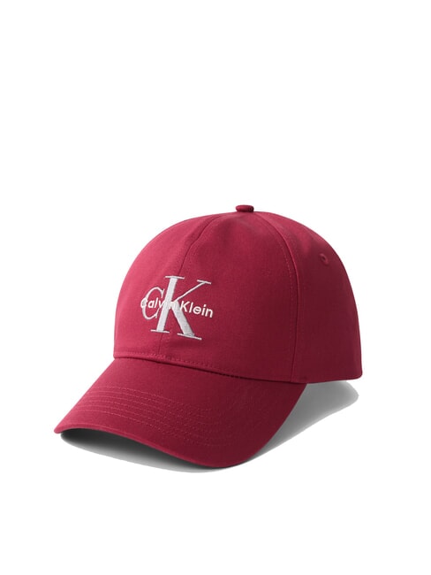 CALVIN KLEIN CKJ MONO LOGO Czapka baseballowa bawełniana głęboka czerwień - Włosy