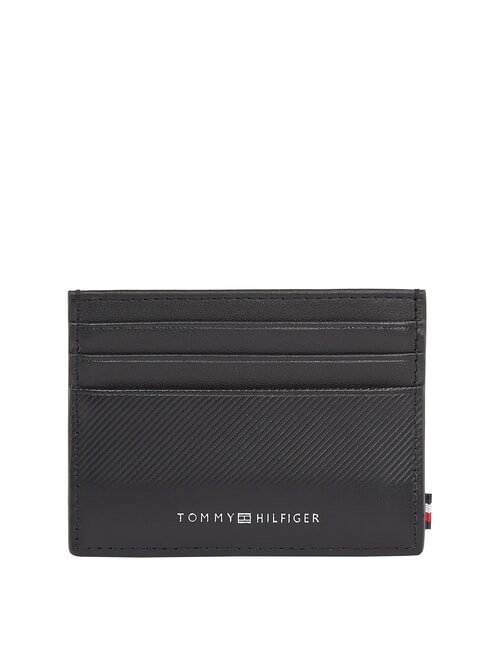 TOMMY HILFIGER TH FOUNDATION Skórzany uchwyt na karty czarny - Portfele męskie