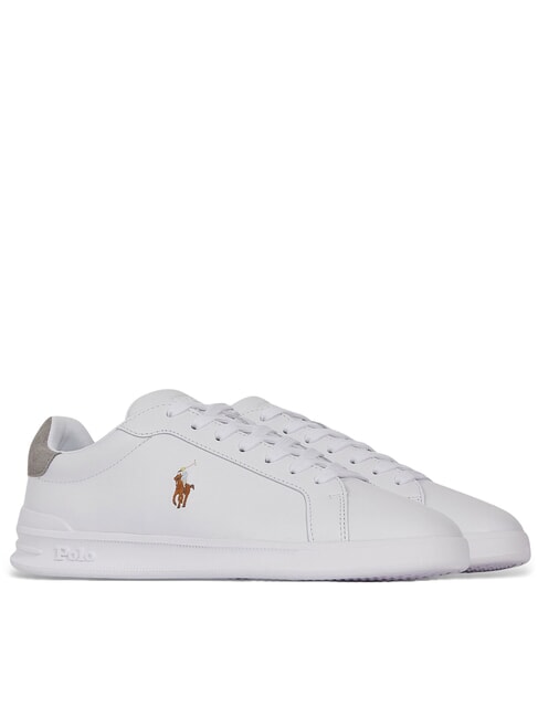 RALPH LAUREN HERITAGE COURT II  Skórzane trampki rl biały/rl złoty - Buty męskie