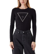 GUESS KIARA TRIANGLE LOGO Sweter z okrągłym dekoltem i kryształkami - Koszulki damskie