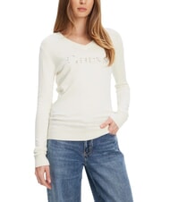 GUESS KENZIE LOGO Sweter z dekoltem w serek - Koszulki damskie
