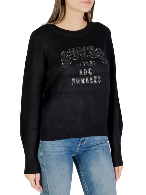 GUESS LEIGHTON LOGO Sweter z okrągłym dekoltem odrzutowiec - Koszulki damskie